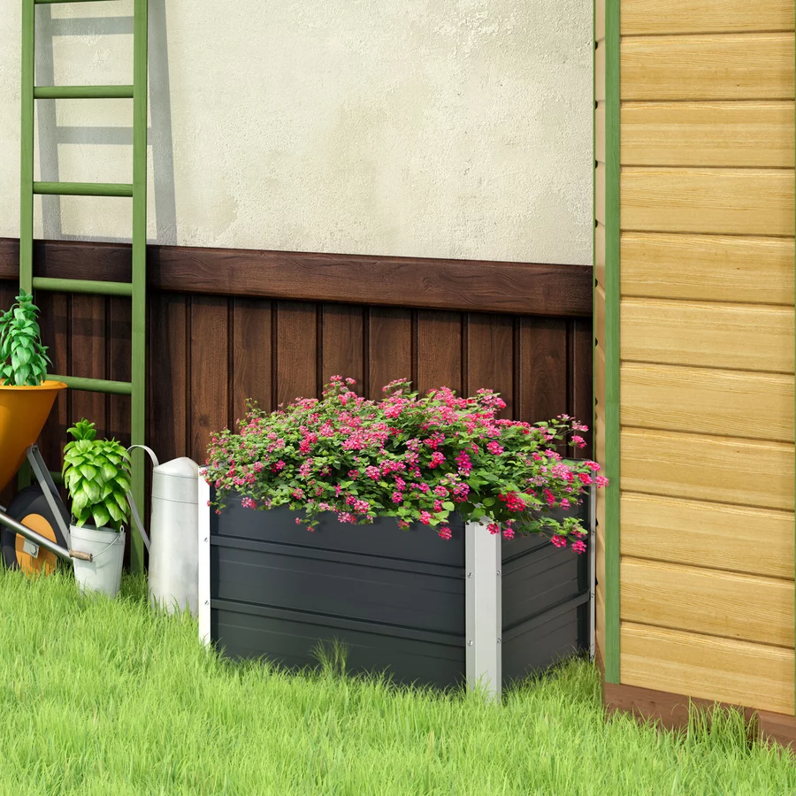 Outsunny Gartenbeet inklusive Gartenhandschuhen grau