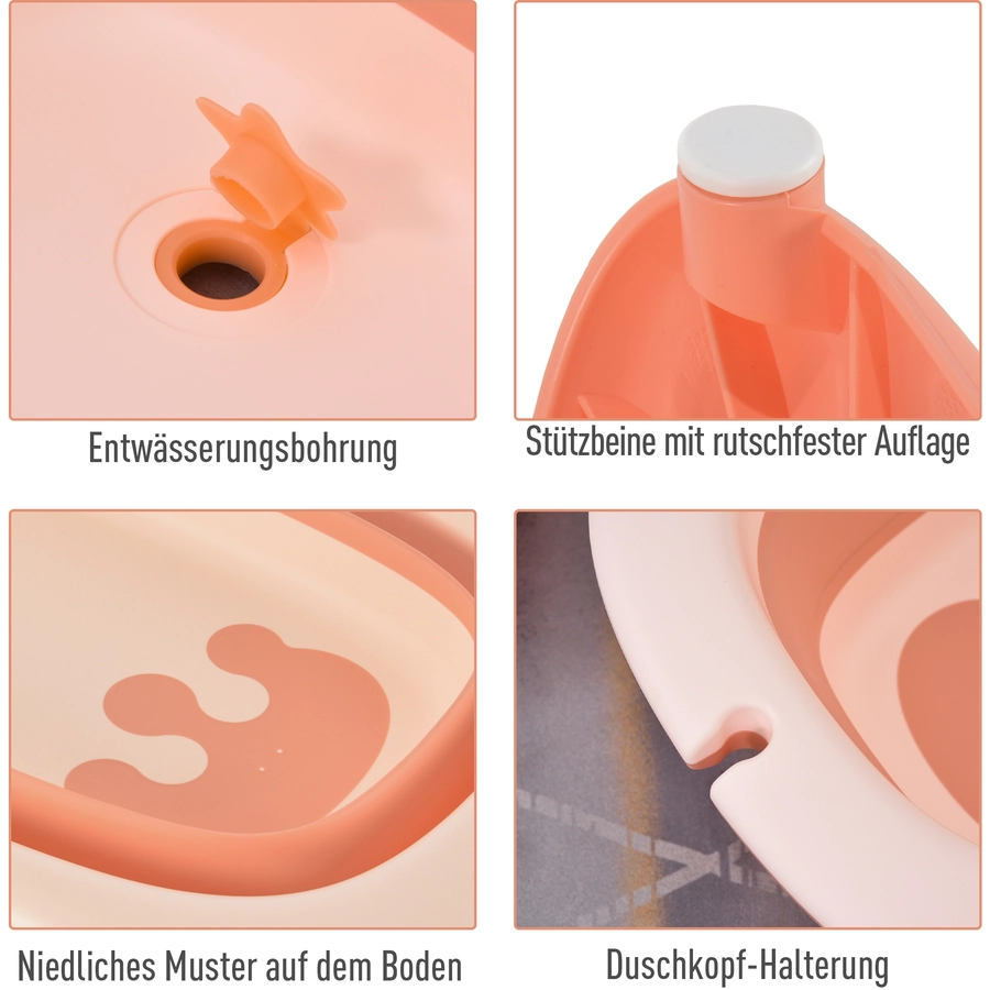 HOMCOM Ergonomische Babybadewanne zum zusammenklappen rosa