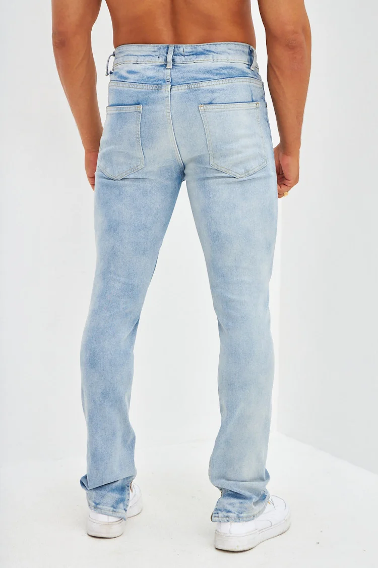 Jean slim effet déchiré bleu clair