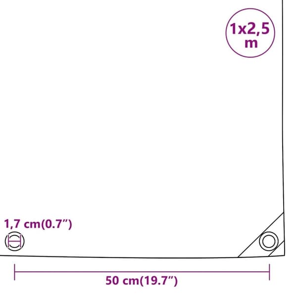 vidaXL Presenning svart 1x2,5 m 650 g/m²