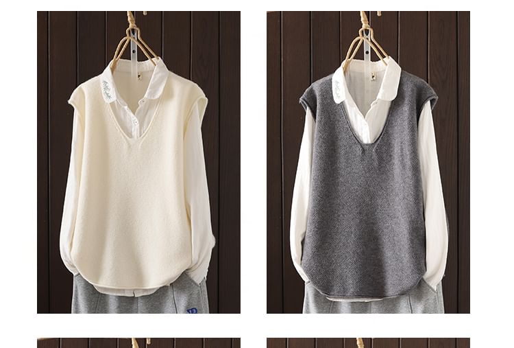 ZIMO - V-hals effen trui-vest