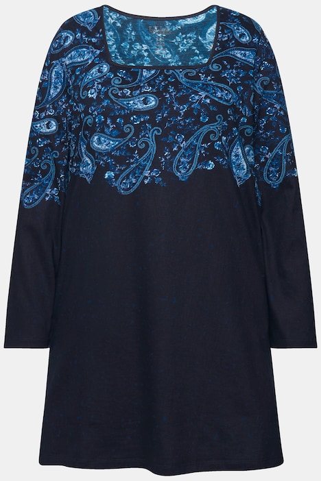 Longshirt, A-Linie, Carree-Ausschnitt, Langarm