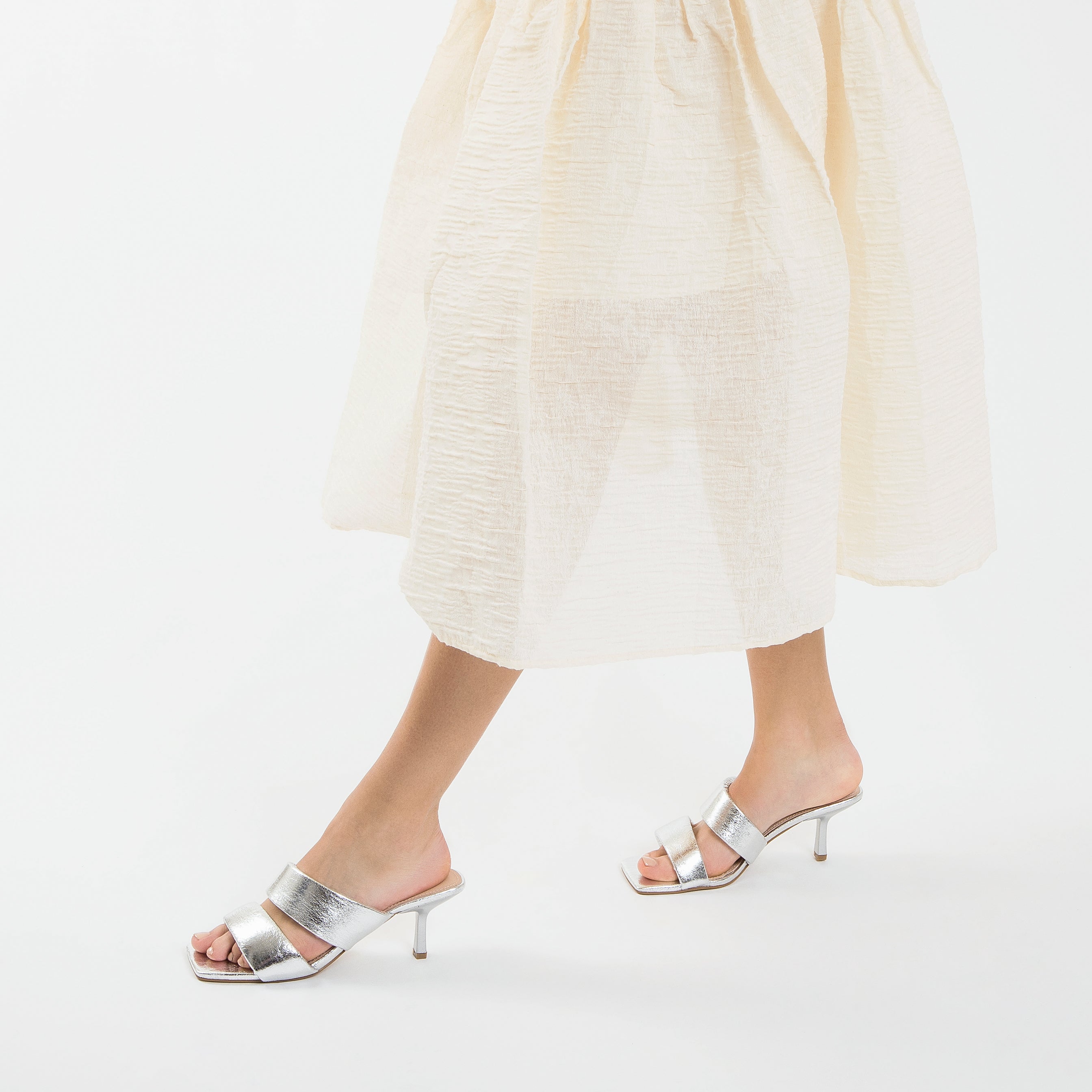 Sandales à talon, Compensées-Mules Elia argent à brides rembourrées