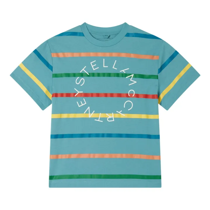 Stella McCartney Kids T-Shirt Stella Rayé | Bleu turquoise