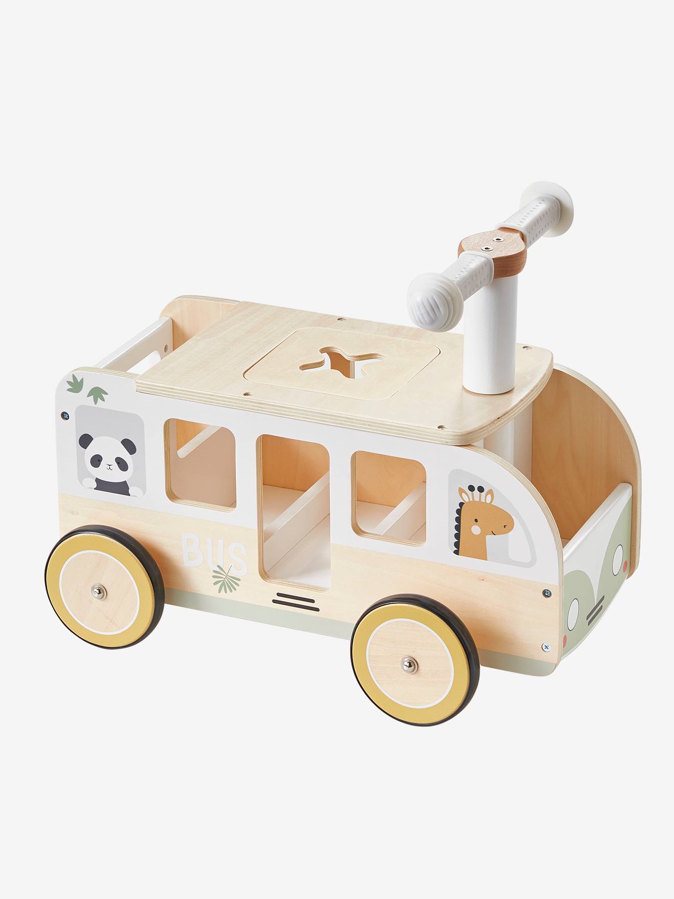 Ônibus de madeira Hanoi para passeio, brinquedo para crianças, certificado FSC® multicolorido
