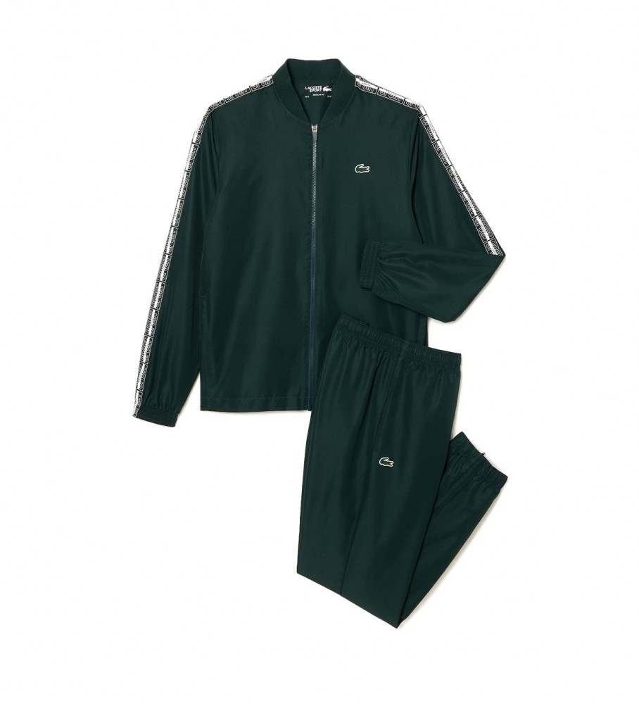 Conjunto de treino de ténis Lacoste feito com tecido reciclado ecológico.