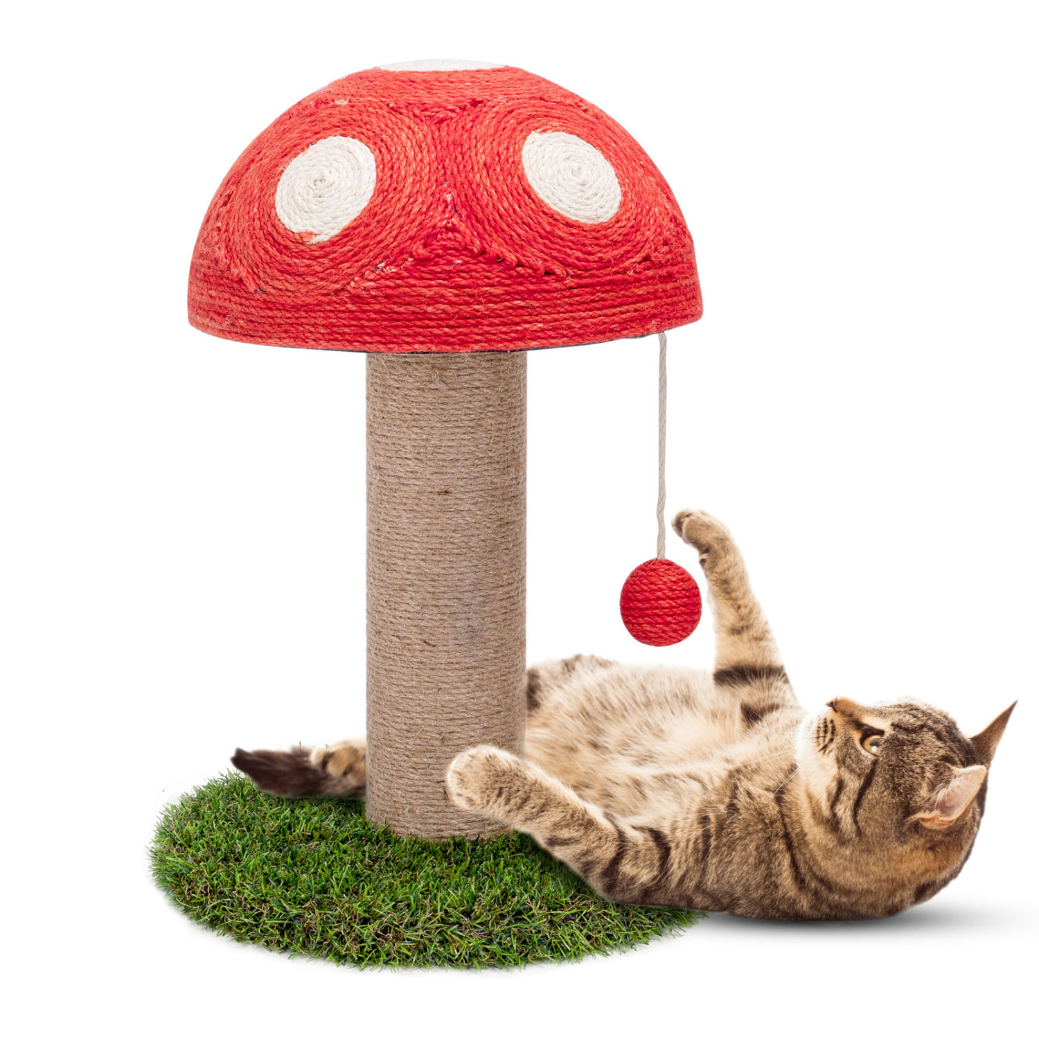Arranhador de sisal para gatos Nobleza com brinquedo. Tamanho pequeno. Dimensões: C29*L29*A47cm