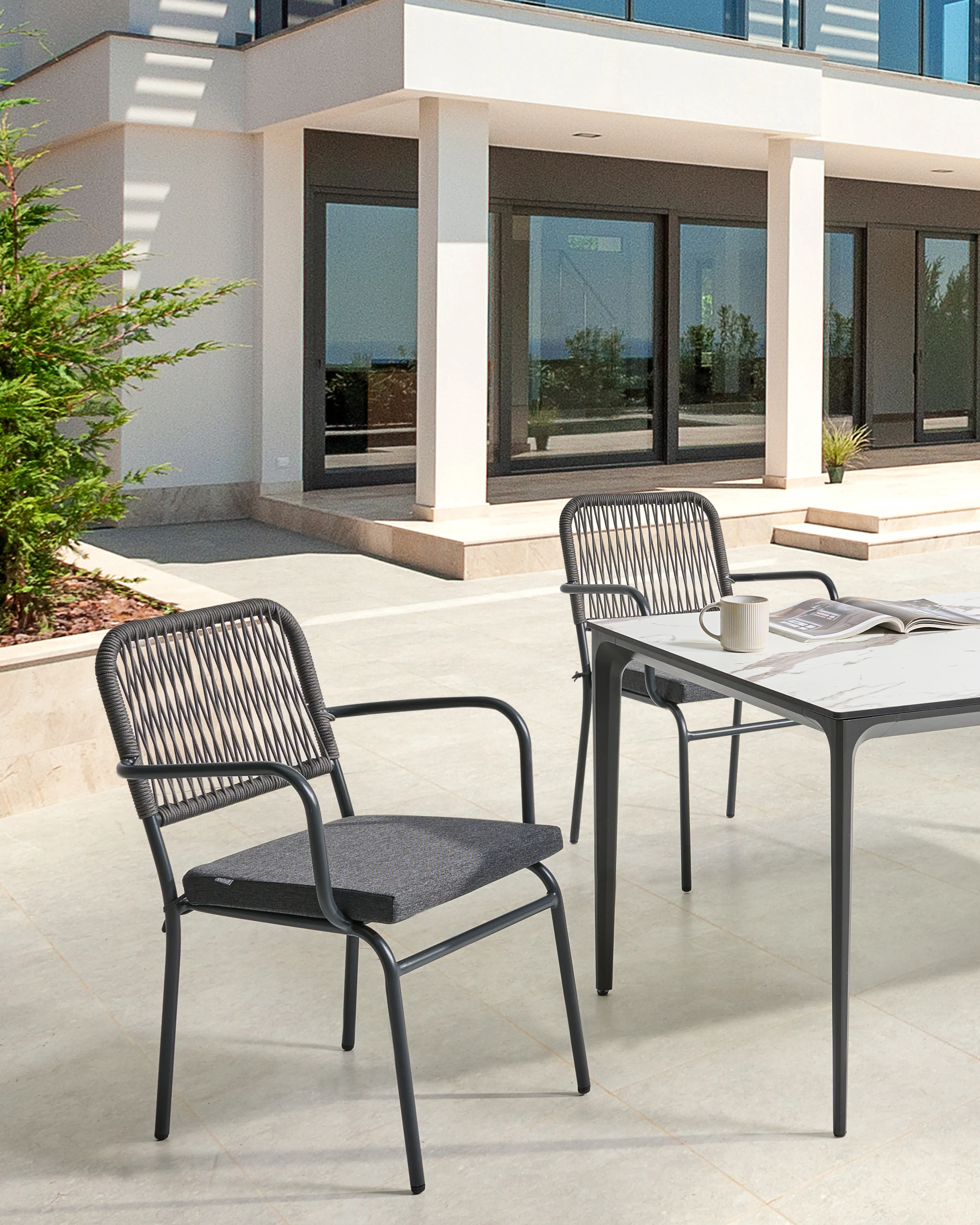 Set van 4 stoelen met zitkussen TACENO Metaal Grijs