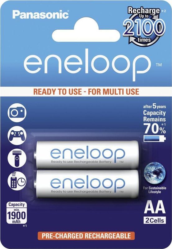 Panasonic BK-3MCCE/2BE - NiMH-Accu - Zwart - 2 Stuks - 1900 mAh