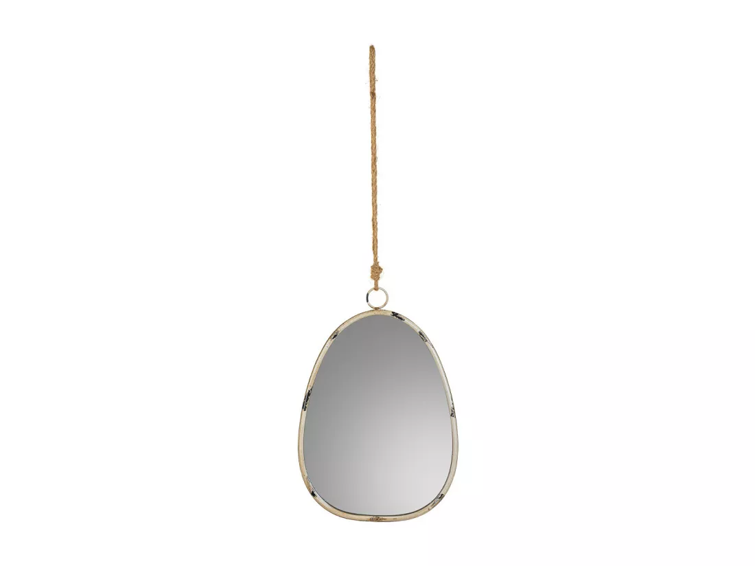 Miroir mural en métal et corde doré 25x2.5x36h