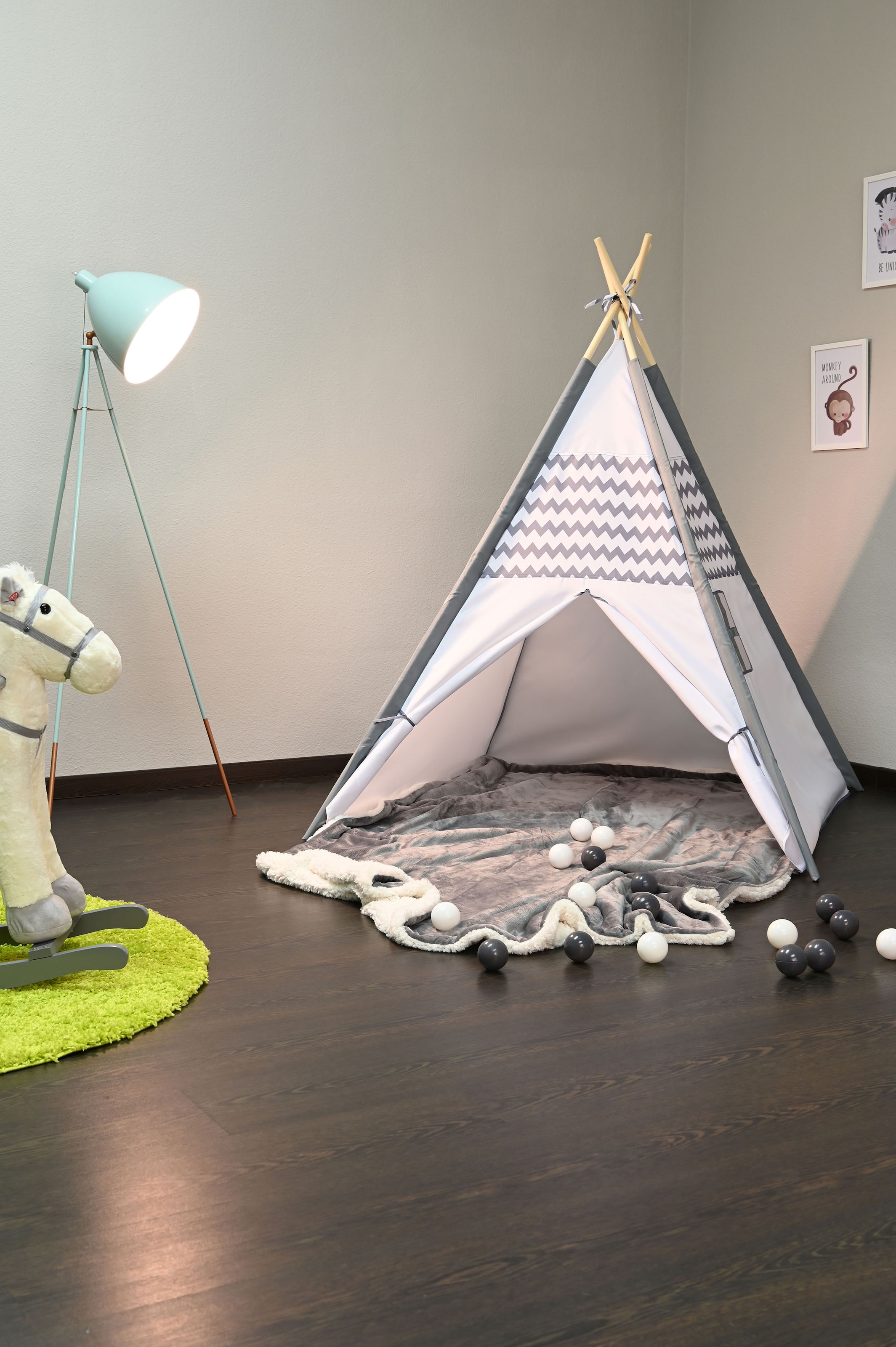 Knorrtoys® Spielzelt »Tipi Zickzack« mit Zeltstangen aus Holz