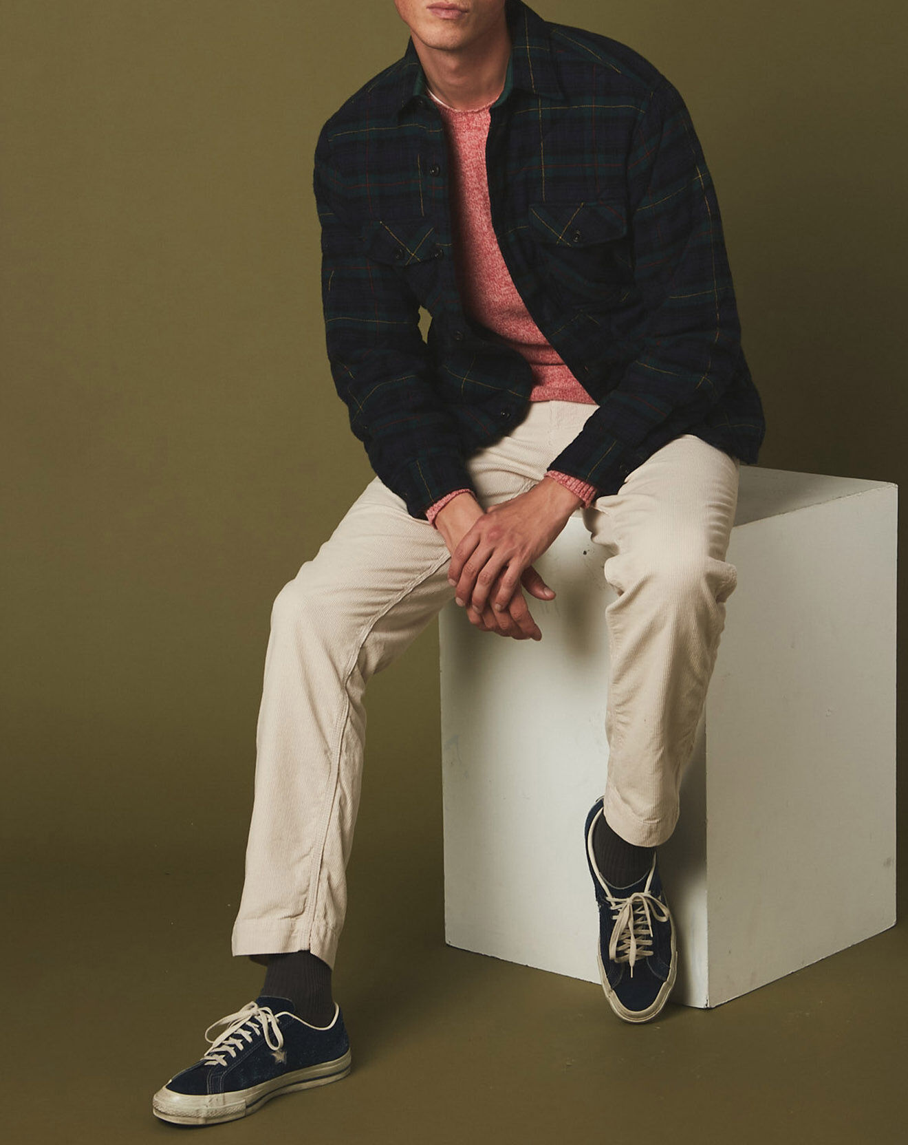 Hartford Veste Surchemise regular Peter à carreaux navy/bleu/vert/rouge