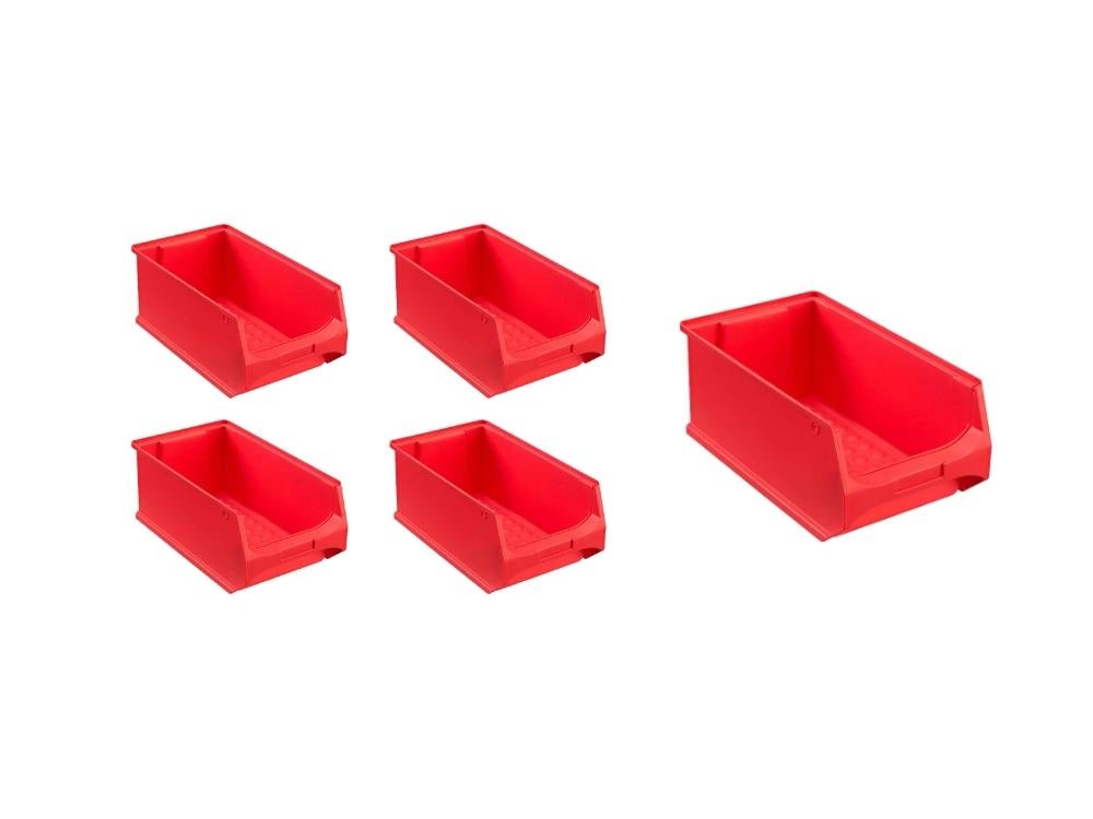 PROREGAL Value Set 5x Rode Opbergdoos 4,0 HxBxD 15 x 20 x 35 cm 7,2 Liter Opbergcontainer