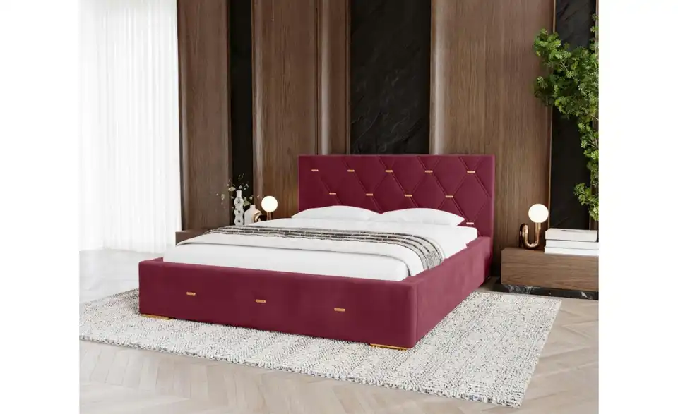 Polsterbett mit Stauraum Golden Premium 120x200 cm Bordeauxrot