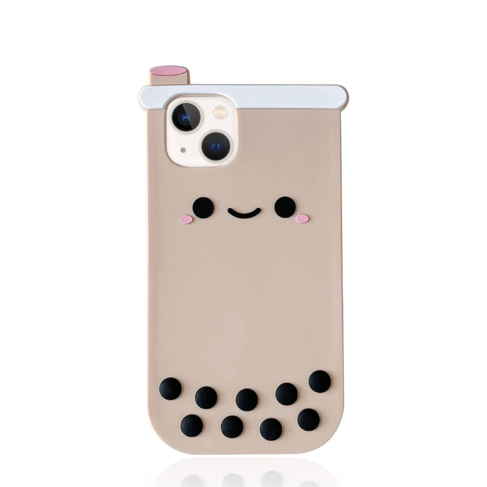 iPhone 12 / iPhone 12 Pro 3D Silikon Case Hülle Bubble Tea - Beige