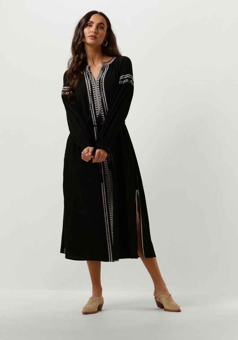 SCOTCH & SODA zwarte scotch & soda midi jurk midi dress with embroidery details