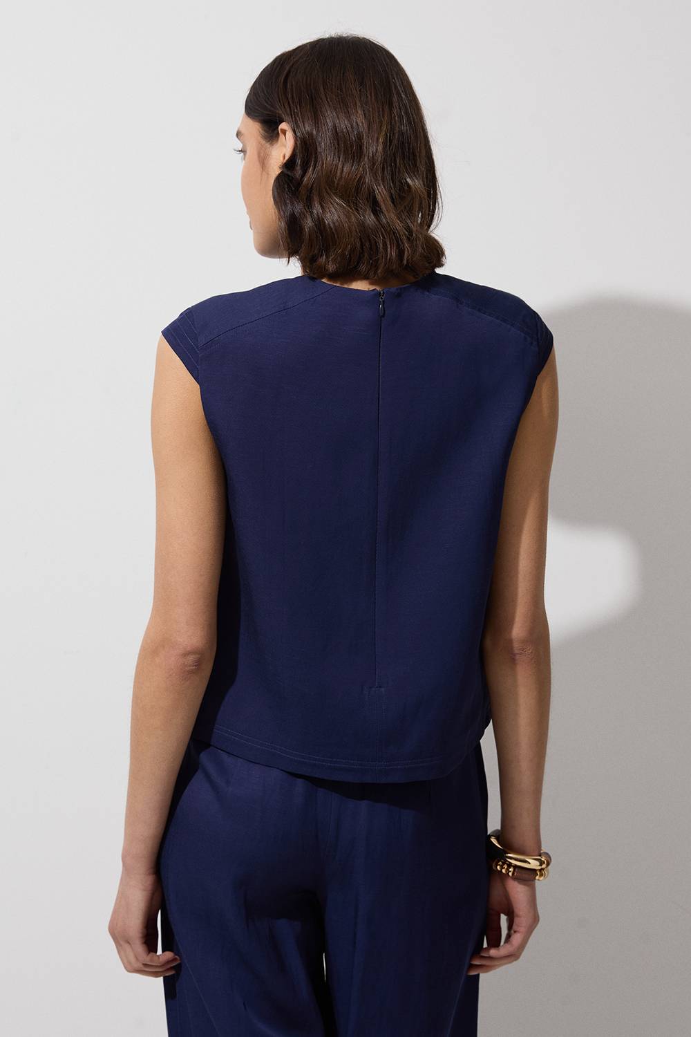 KarenMillen Haut ajusté en viscose et lin avec détails de surpiqûres