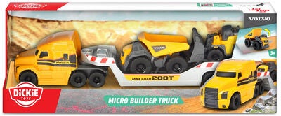 Dickie Toys Mack Volvo Trailer Med Byggekjøretøyer