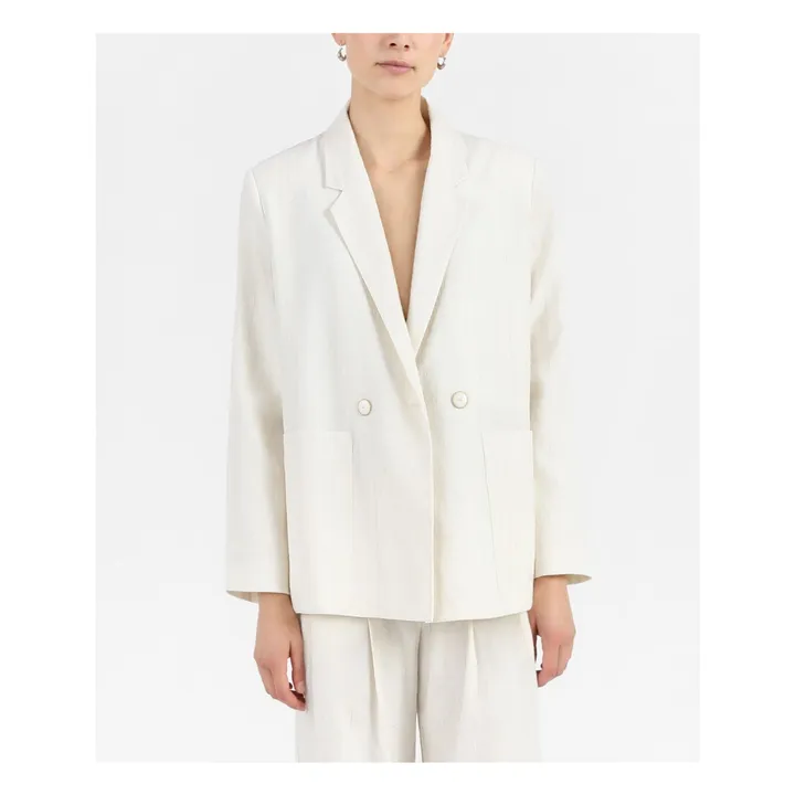 Masscob Veste Avalon Rayures Coton et Soie | Ecru