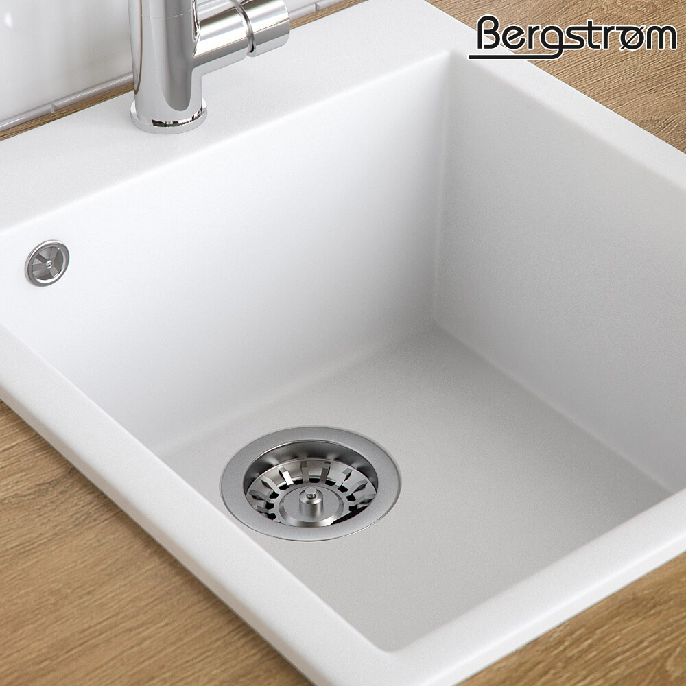 Bergström Granit Spüle Küchenspüle Einbauspüle Spülbecken 425x500mm Weiß