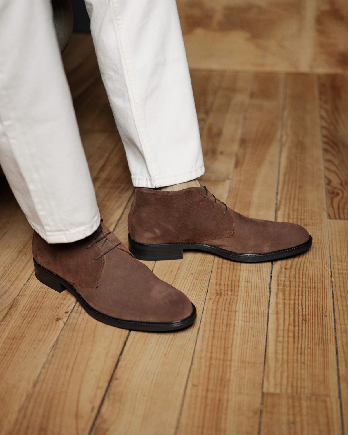Clayton-Desert boots en velours marron