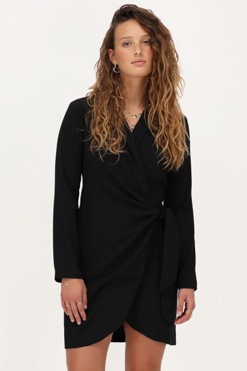 Zwarte lange mouwen blazer jurk