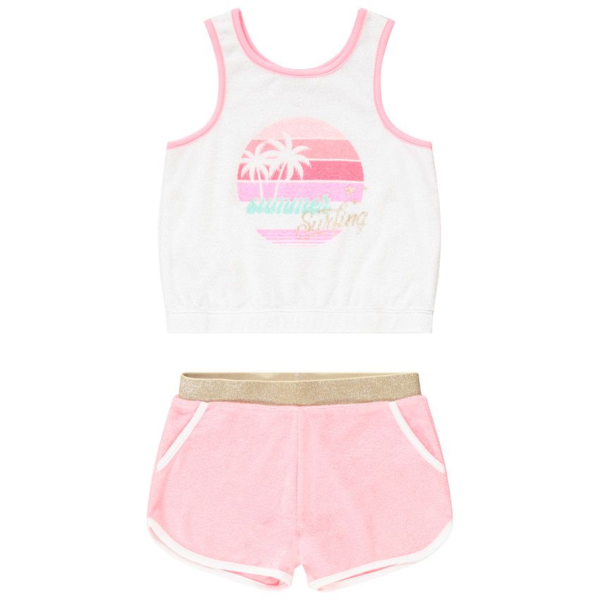 Ensemble de plage débardeur + short pour fille - Blanc