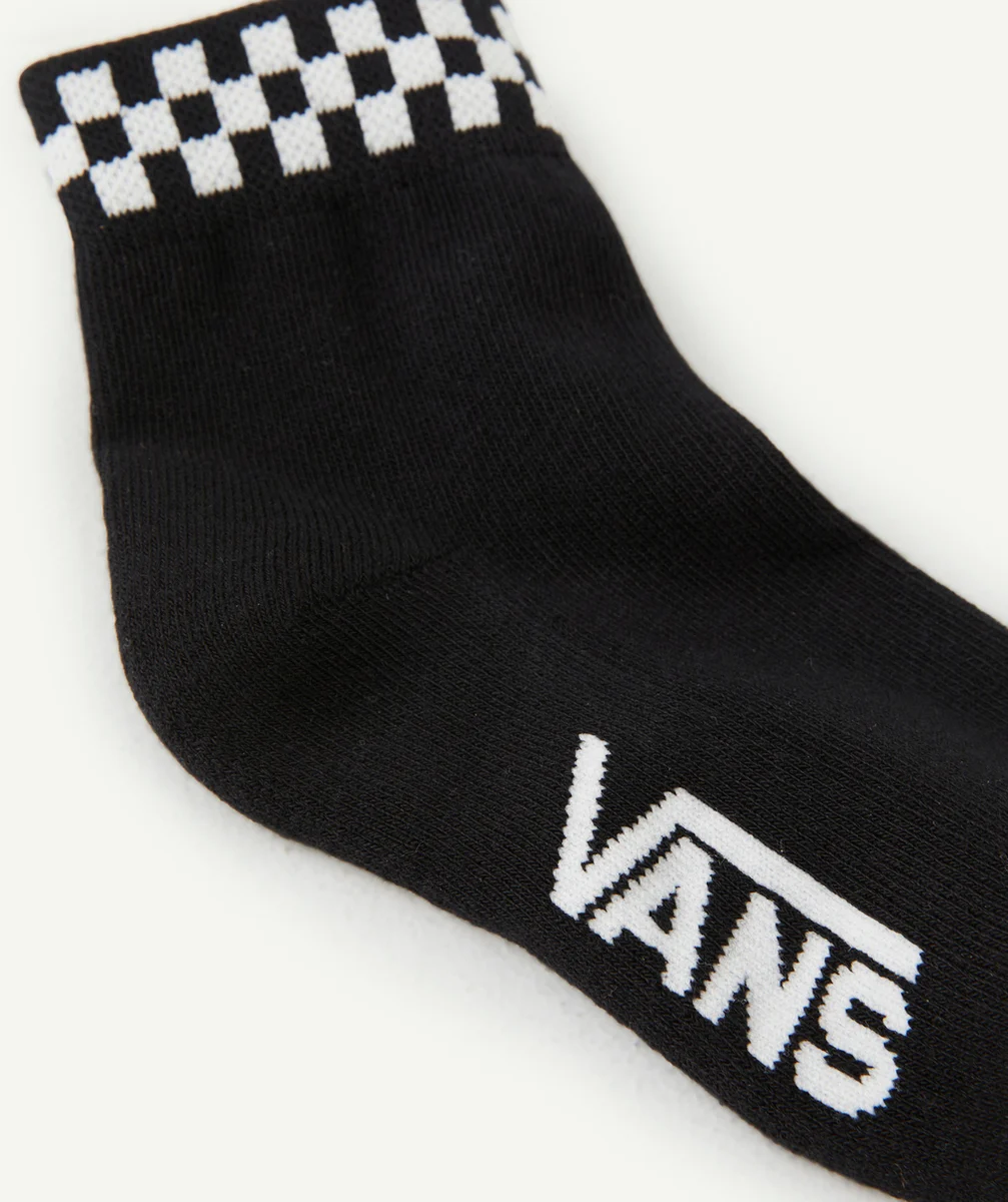 VANSLA PAIRE DE CHAUSSETTES PEEK-A-CHEEK NOIRE AVEC BORDURE DAMIER