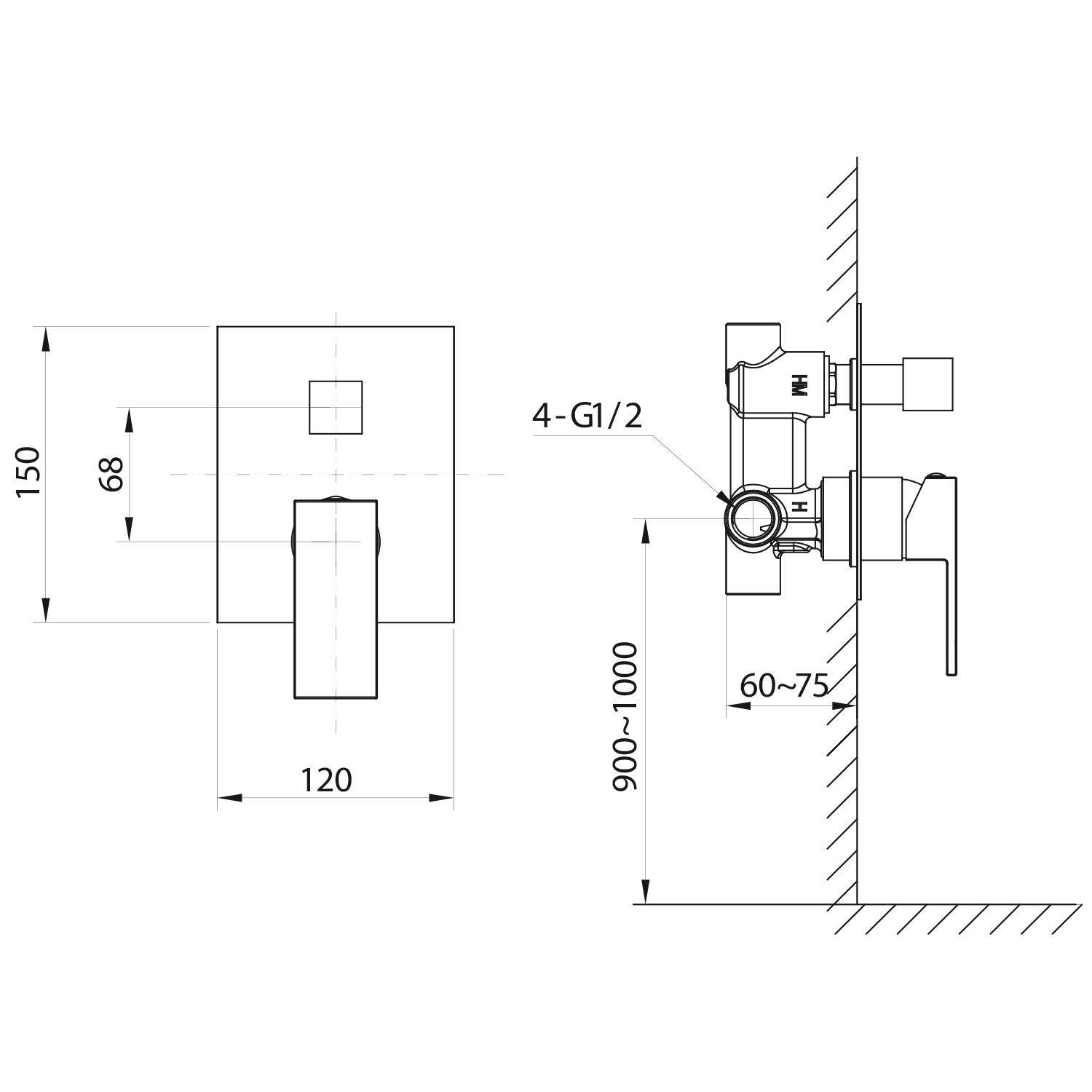 Sapho Cubemix thermostatische inbouw douchekraan chroom