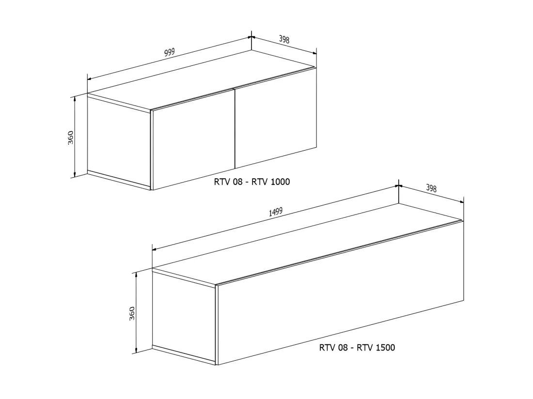 Meuble TV Suspendu COLGANTE 200 Blanc Brillant avec LED