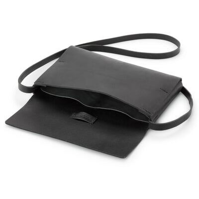 Leder-Umhängetasche klein, schwarz