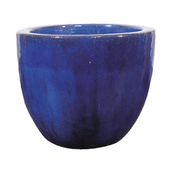 Pot Oeuf bas en grès émaillé, bleu Ø 47 x H. 39 cm
