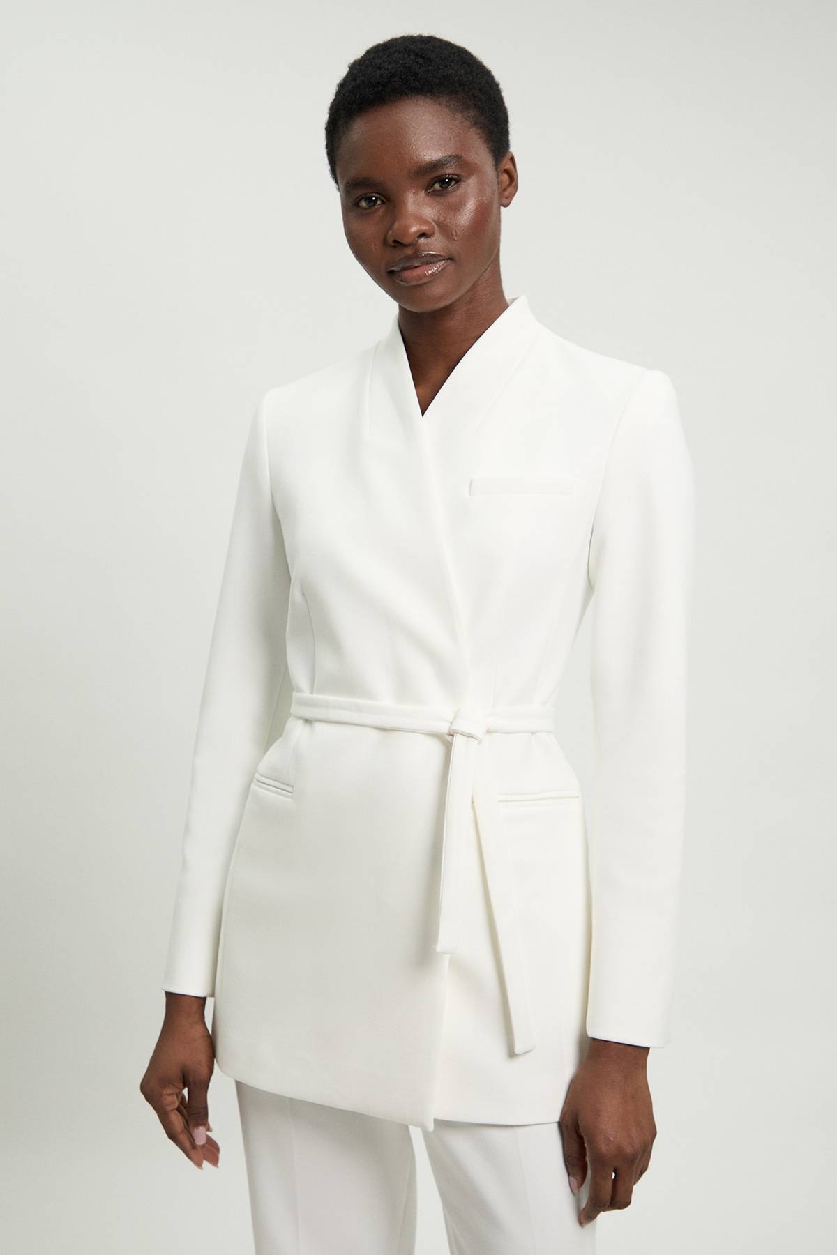 KarenMillen Blazer Ceinturé Sans Col Ajusté