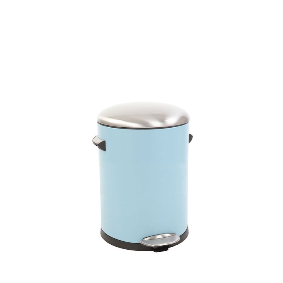 PROREGAL Retro Pedaalemmer met opvallende handgrepen en boldeksel, 3 liter, HxØ 26,2 x 16,7 cm, kunststof binnenemmer, lichtblauw