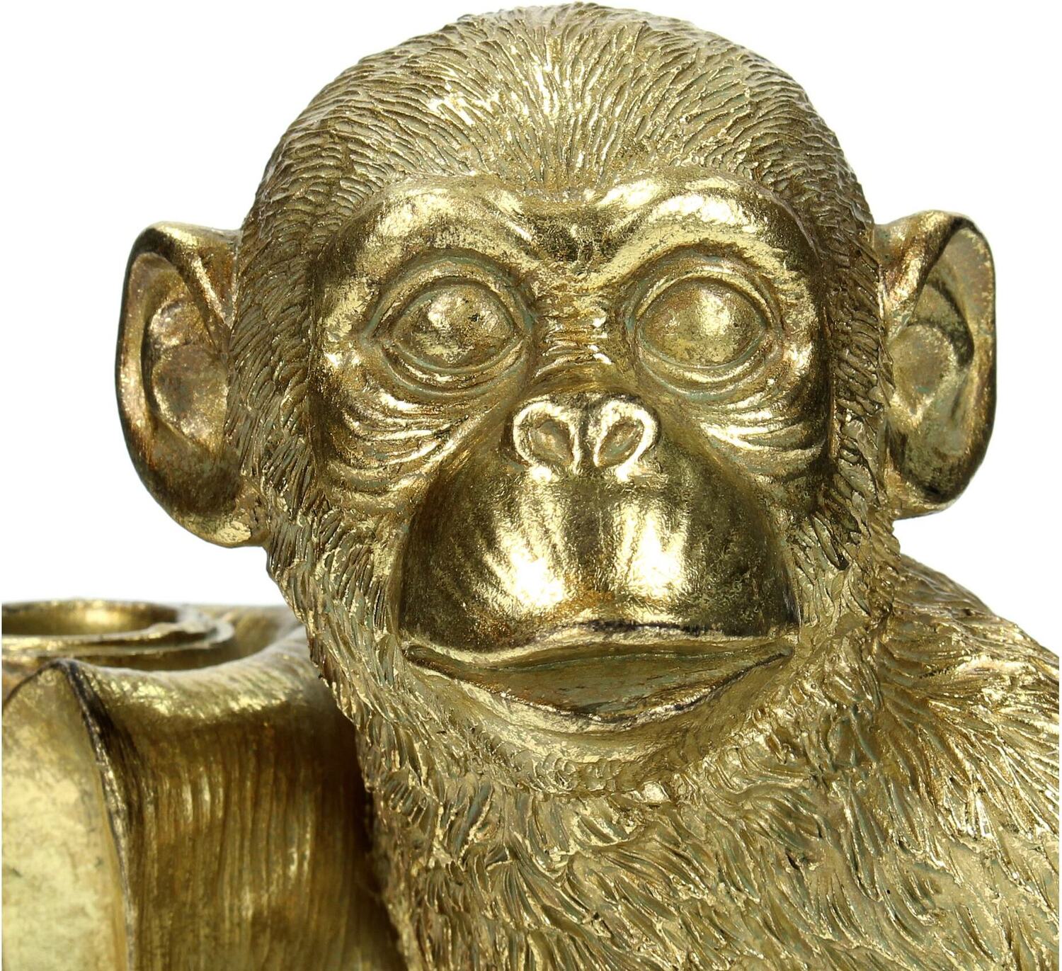 HD Collection kandelaar Aap goud 19 x 13,5 x 23 cm