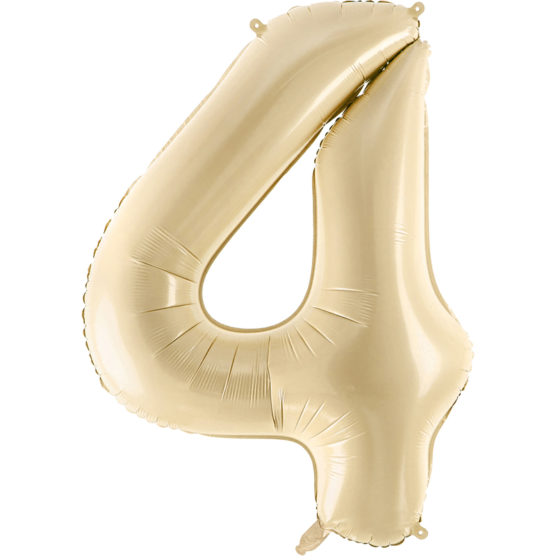 Partydeco Folienballon Zahl 4, beige