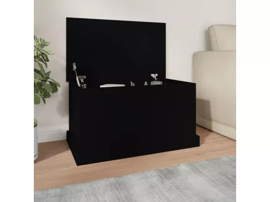 Boîte de rangement noir 70x40x38 cm bois d'ingénierie