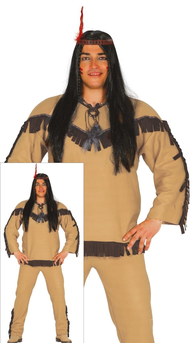 Indianen Kostuum Heren Hoofd 3 delig