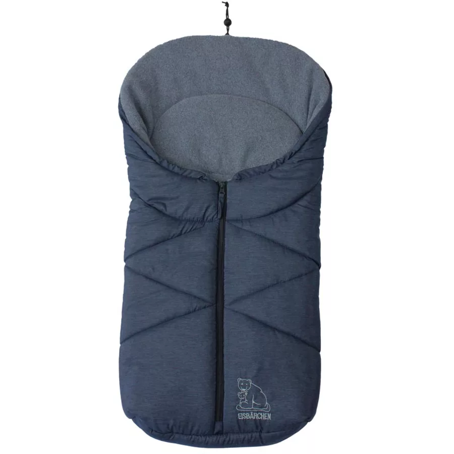 Heitmann Fußsack für Babyschale und Kinderwagen Eisbärchen blau-meliert