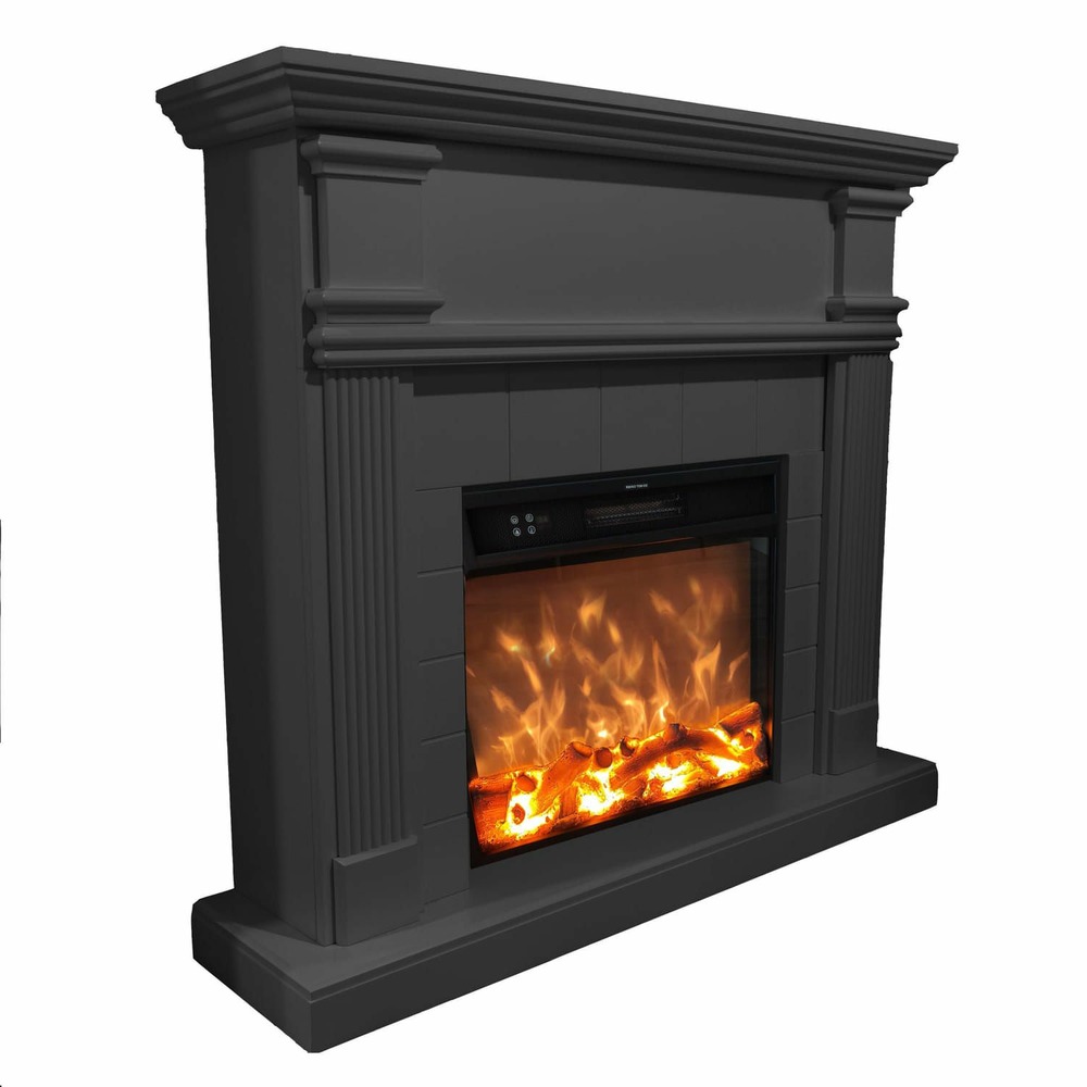 Cheminee murale 1500w caminetto fuego omar gris