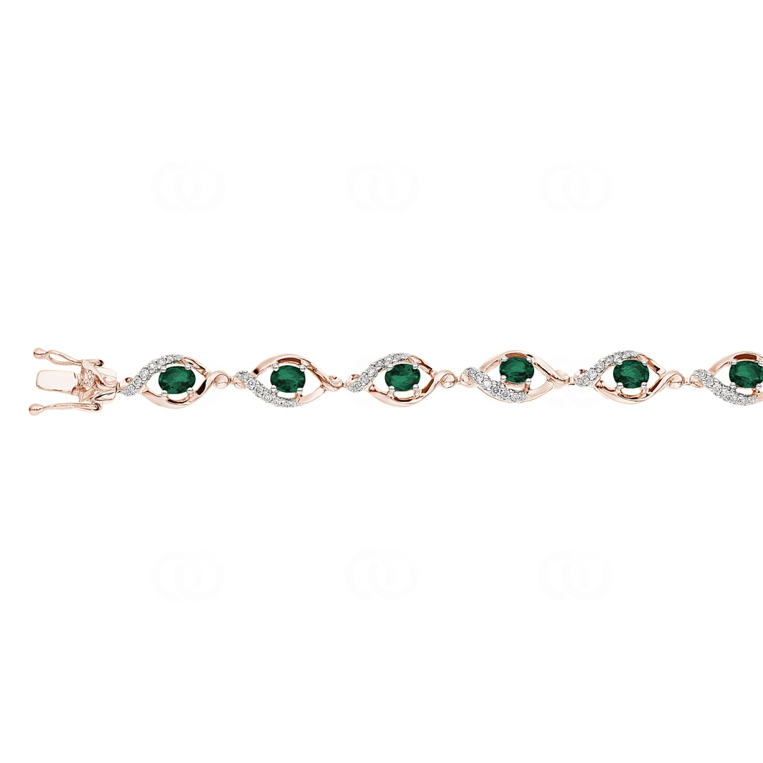 Smaragd Armband 750/18 K Roségold mit Diamanten 0.44 ct H/si
