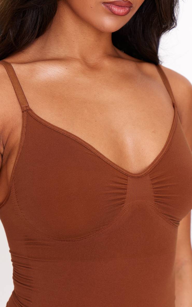 Marron Body Sculptant Gainant À Dos Nu