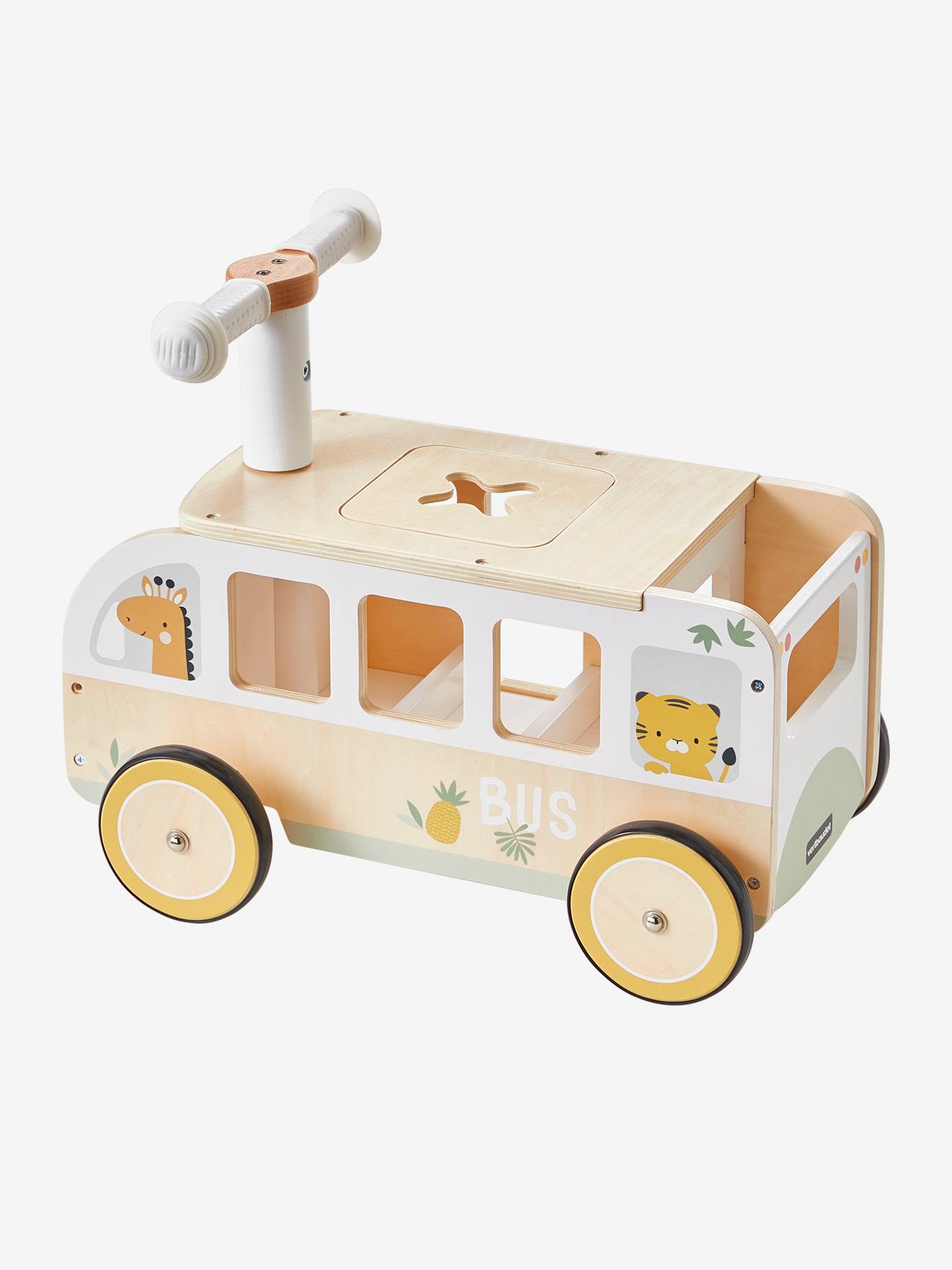 Ônibus de madeira Hanoi para passeio, brinquedo para crianças, certificado FSC® multicolorido