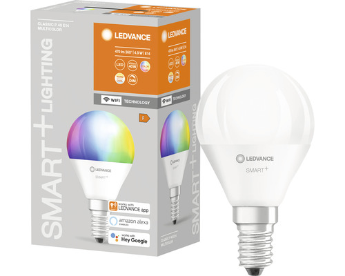 Ledvance Smart WIFI LED Druppellamp Dimbaar P40 E14/5W (40W) Mat 470 lm 2700-6500 K RGBW