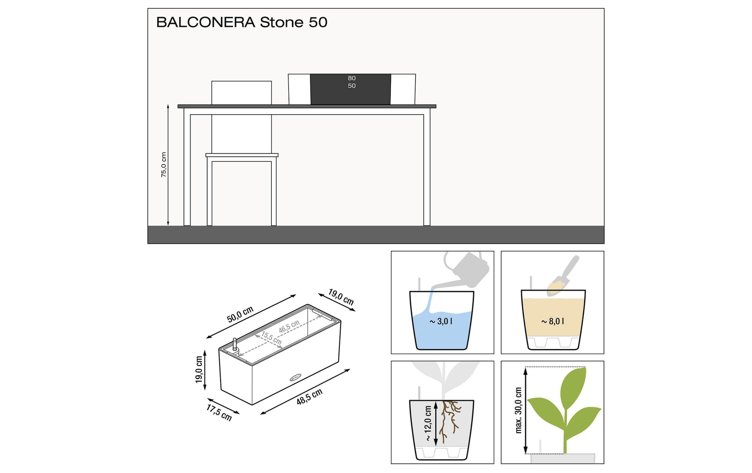 Blumentopf »Lechuza BALCONERA Stone 50«