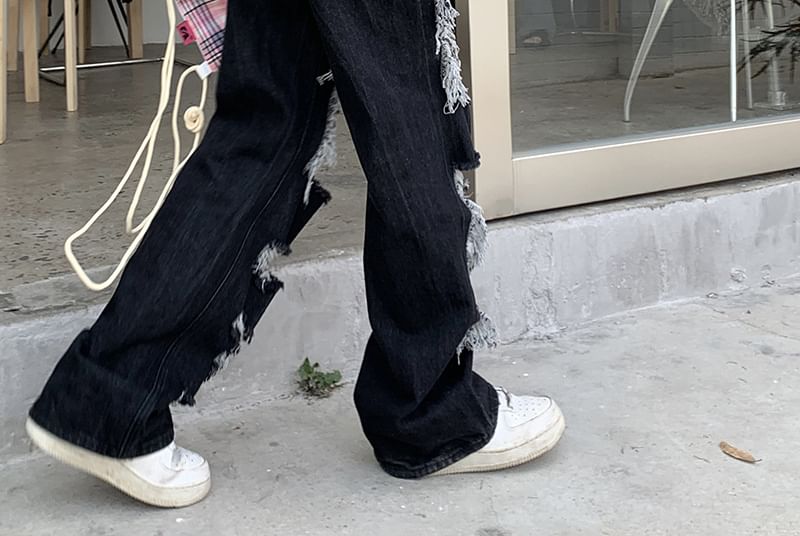 Wisjam - High Rise Distressed Loose Fit Jeans