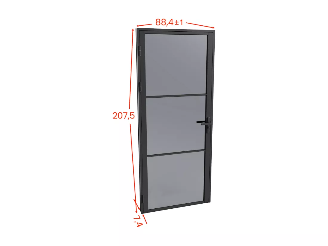Bloc porte réversible en aluminium et verre trempé fumé - H204 x L83 cm - Noir - MASERU