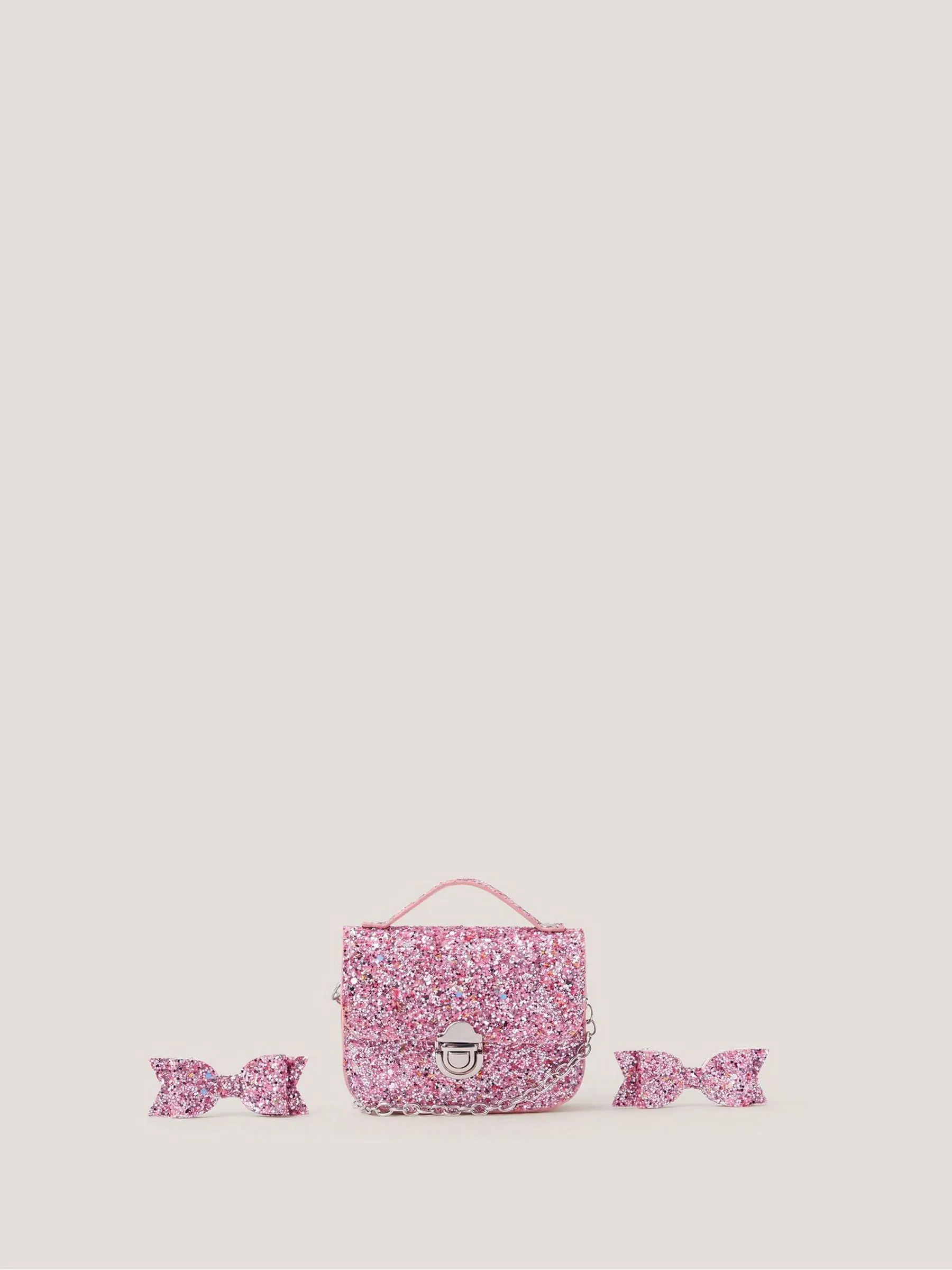 Monsoon Glitter Satchel Bag & Hair Clips Set