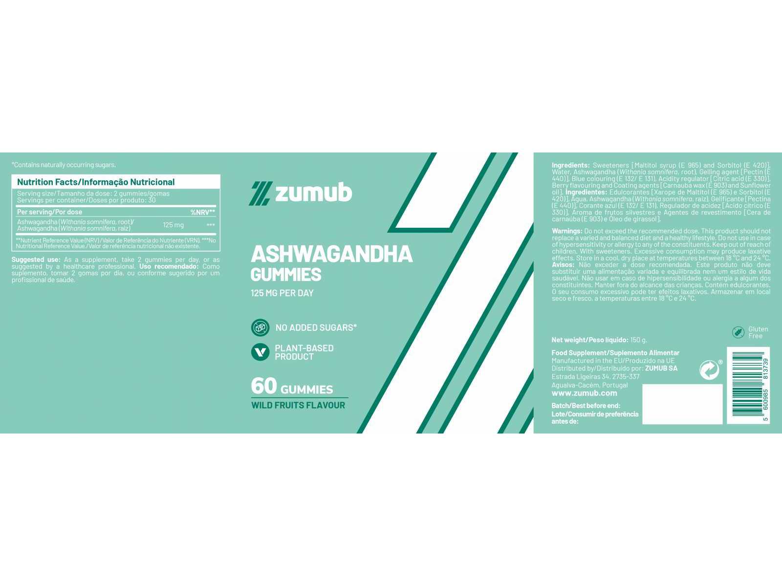 SUPLEMENTOS SONO RELAX ZUMUB ASHWAGANDHA 60 GOMAS