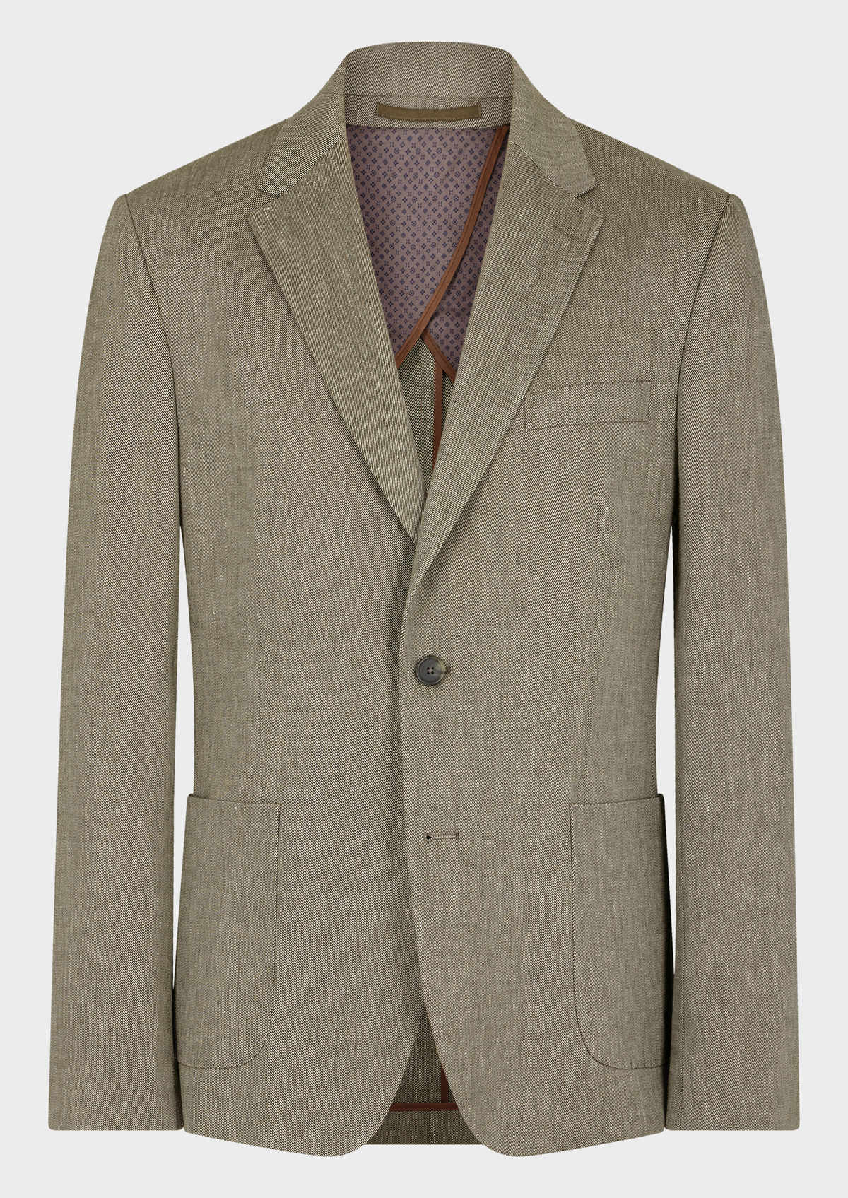 Veste coordonnable Regular en lin mélangé uni kaki
